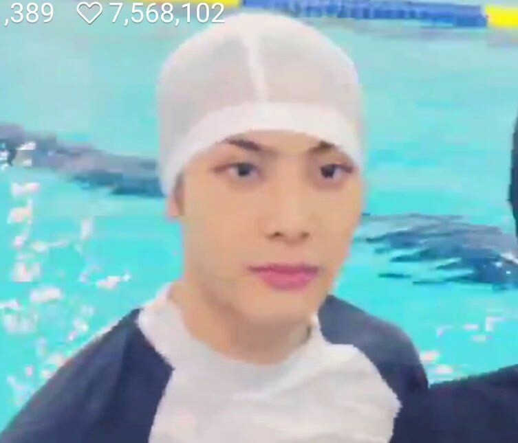 Jackson Wang in a pool funny and cute photo